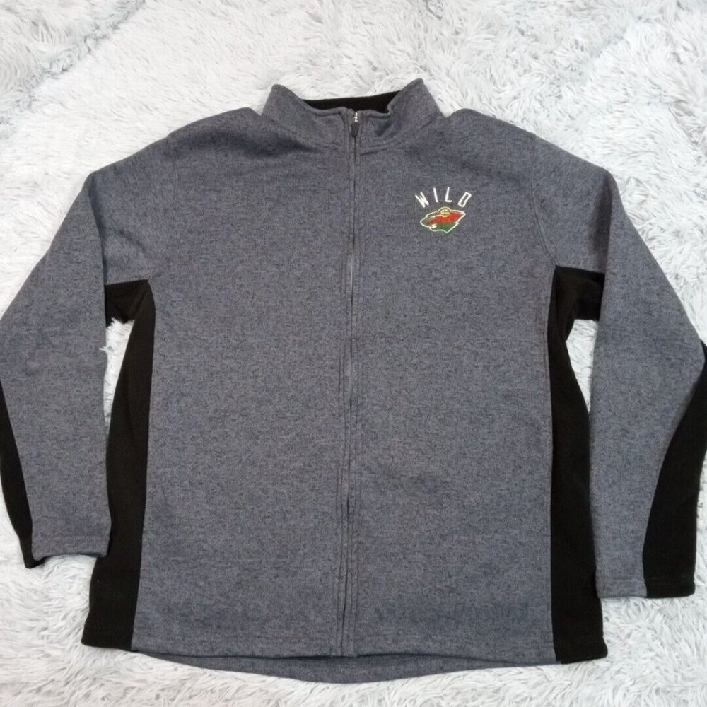 Minnesota Wild Mens Fleece Jacket Gray XL NHL Hockey Embroidered‎ Logo Graphic